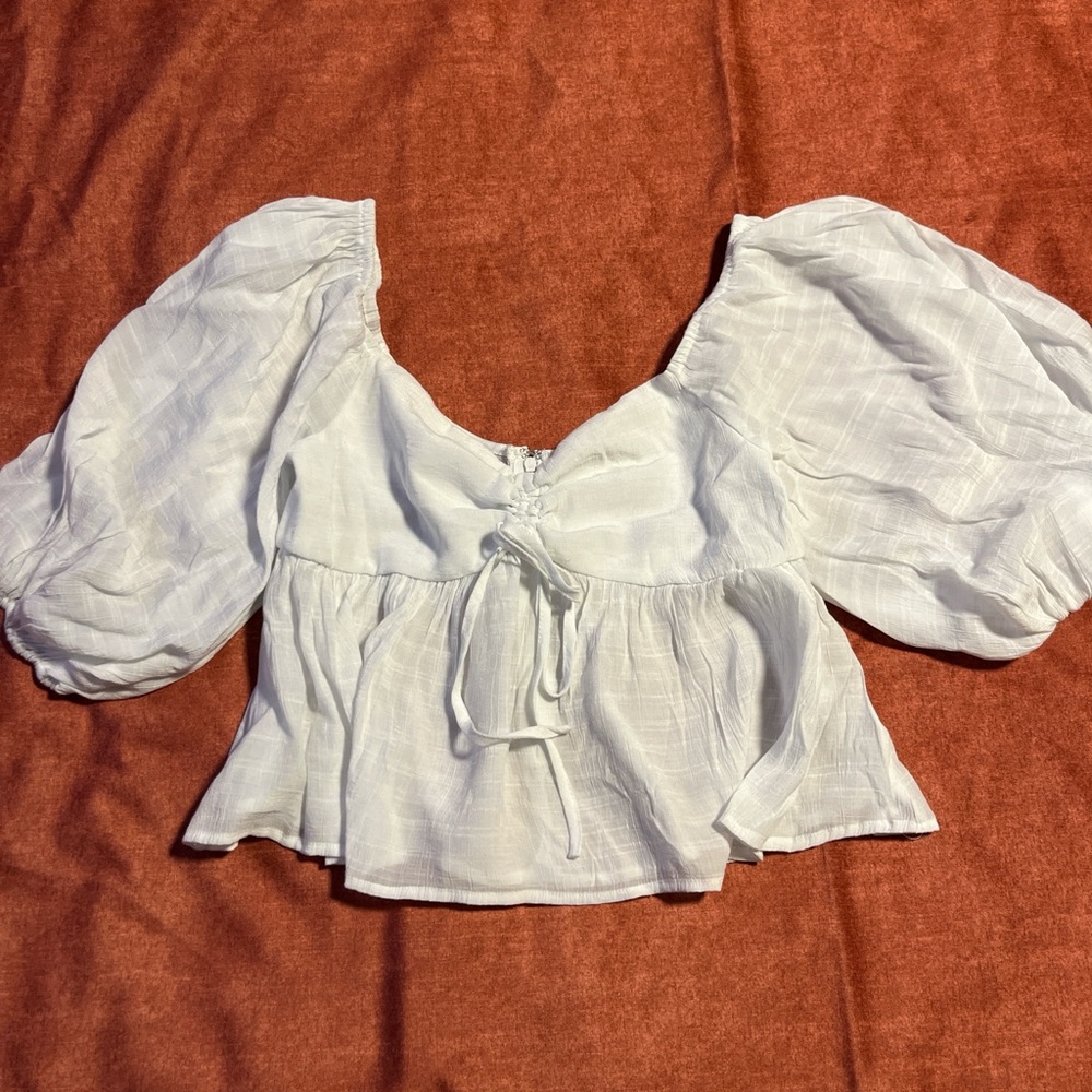 White Puff Sleeve Women's Top
